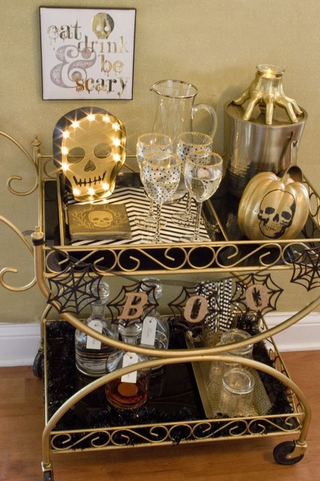 Affordable Bar Cart Ideas For New Years Eve Party Decoration 08
