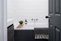 Impressive Black Floor Tiles Design Ideas For Modern Bathroom 08