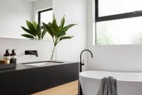 Impressive Black Floor Tiles Design Ideas For Modern Bathroom 12