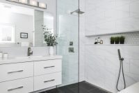 Impressive Black Floor Tiles Design Ideas For Modern Bathroom 26