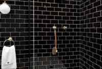 Impressive Black Floor Tiles Design Ideas For Modern Bathroom 28