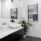 Impressive Black Floor Tiles Design Ideas For Modern Bathroom 31