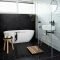 Impressive Black Floor Tiles Design Ideas For Modern Bathroom 41