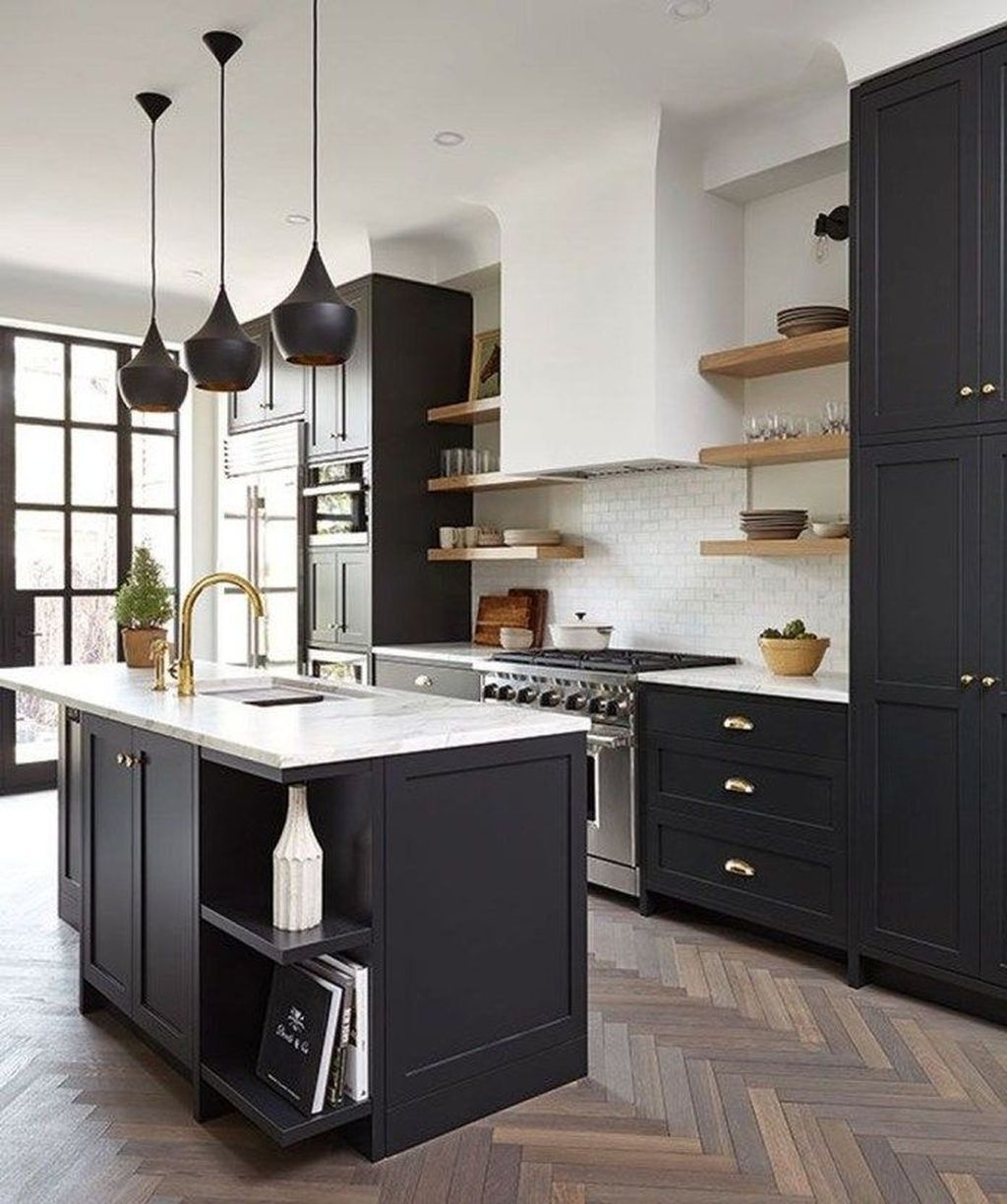 Delicate Black Kitchen Interior Design Ideas For Kitchen To Have Asap 37