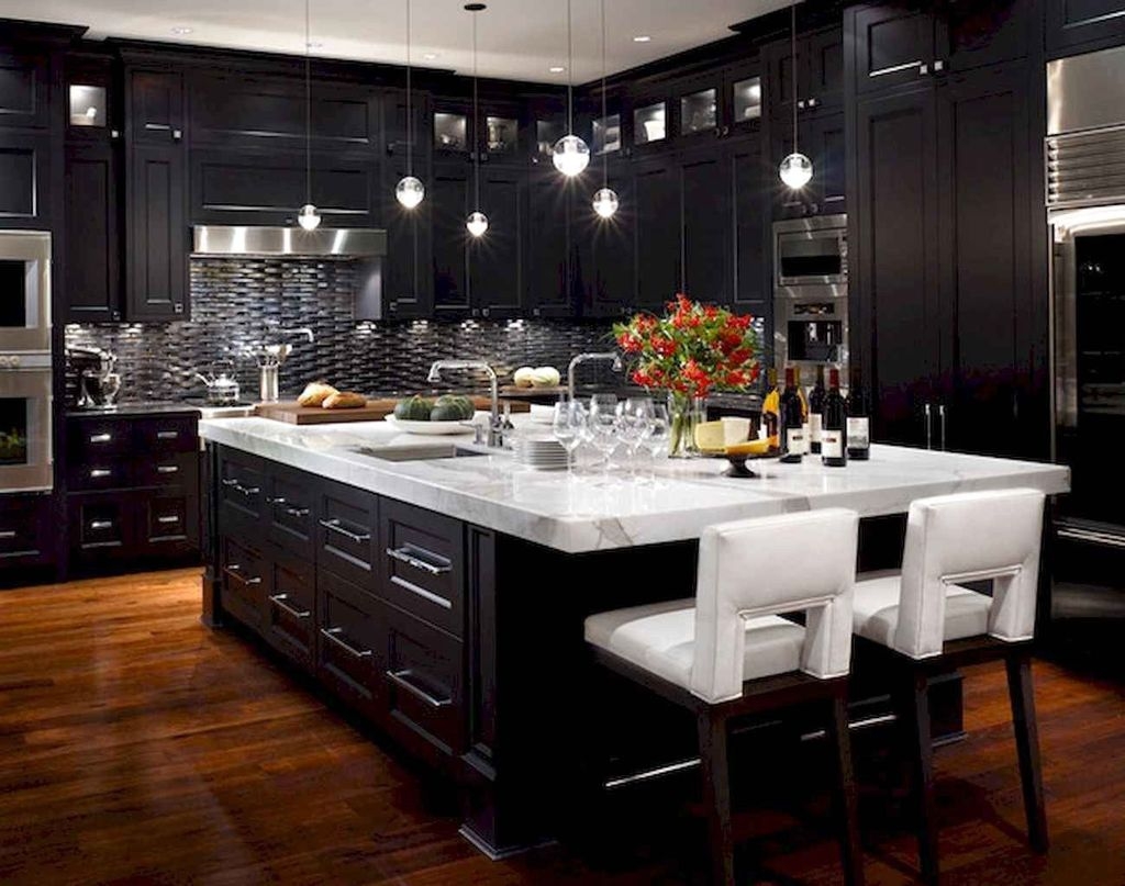 Delicate Black Kitchen Interior Design Ideas For Kitchen To Have Asap 38