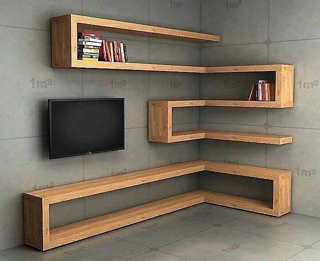 Creative Floating Corner Shelves For Living Room Organization Ideas 21