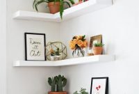 Creative Floating Corner Shelves For Living Room Organization Ideas 27