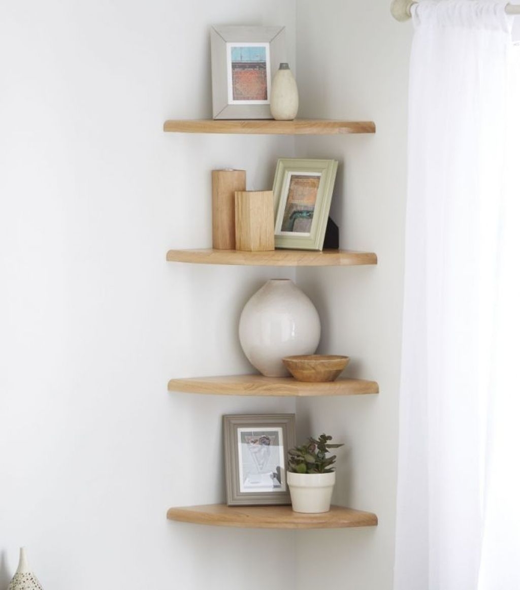 Creative Floating Corner Shelves For Living Room Organization Ideas 37