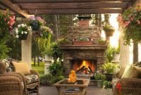 Marvelous Backyard Fireplace Ideas To Beautify Your Outdoor Decor 19
